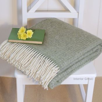 Tweedmill Subtle Green Ascot Fern Pure New Wool Throw Blanket