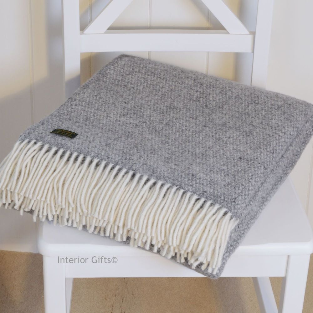 Tweedmill Soft Grey Ascot Pure New Wool Throw
