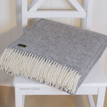 Tweedmill Soft Grey Ascot Pure New Wool Throw Blanket