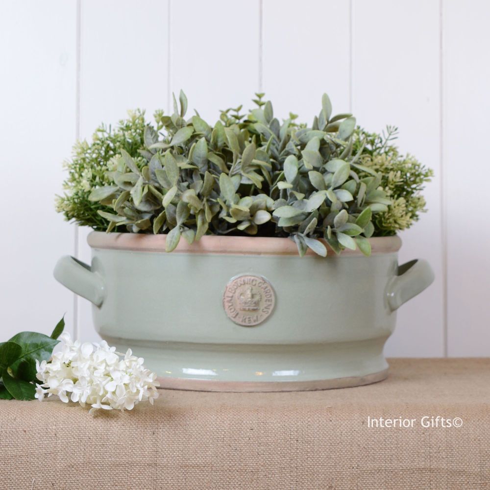 Kew Low Footed Bowl with Handles Chartwell Green - Royal Botanic Gardens Pl