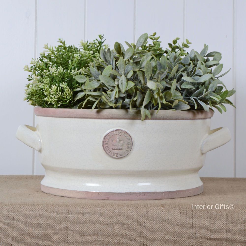 Kew Low Footed Bowl with Handles Ivory Cream - Royal Botanic Gardens Plant 