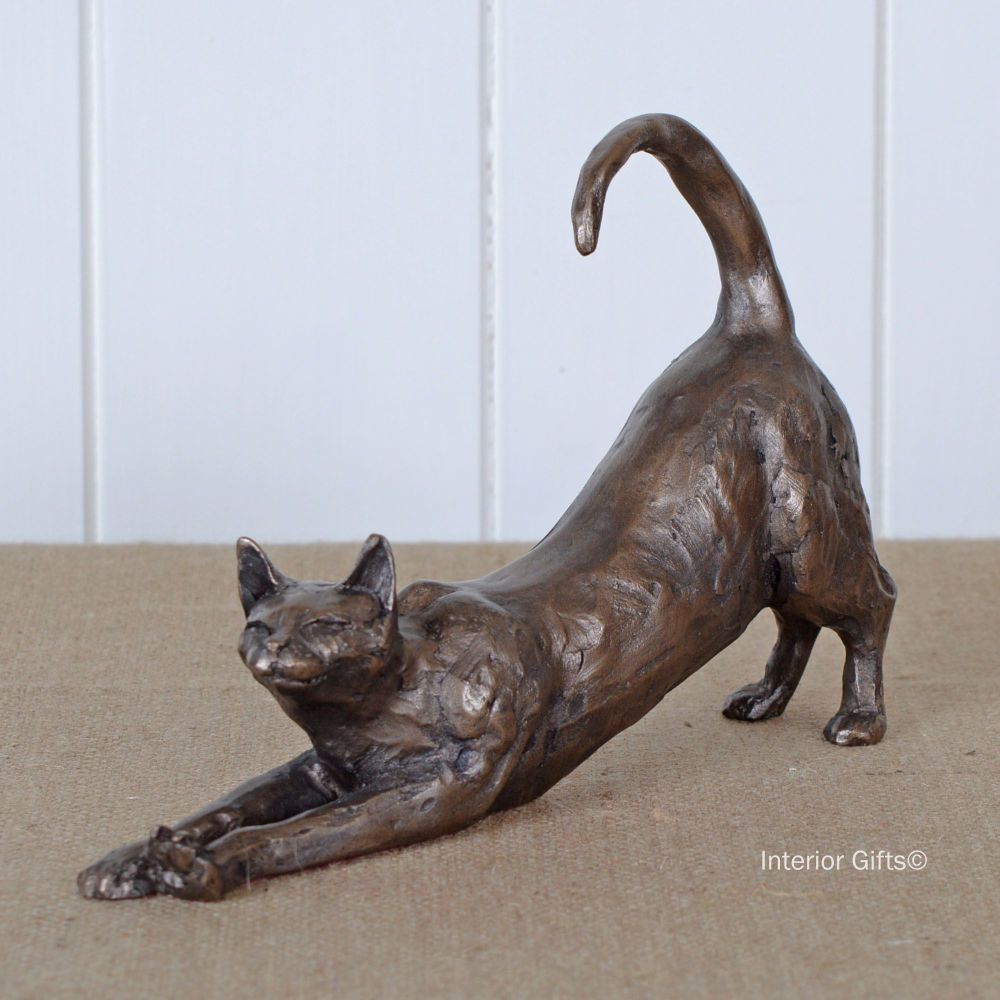 'James' Stretching Cat Frith Bronze Sculpture by Paul Jenkins