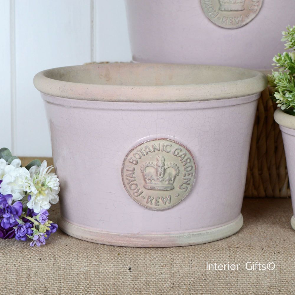 Kew Low Planter Pot Powder Pink - Royal Botanic Gardens Plant Pot - Medium
