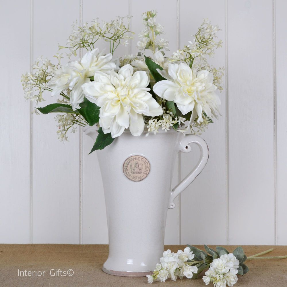 Kew Royal Botanic Gardens Tall Distressed Jug OLd White - Small 29 cm