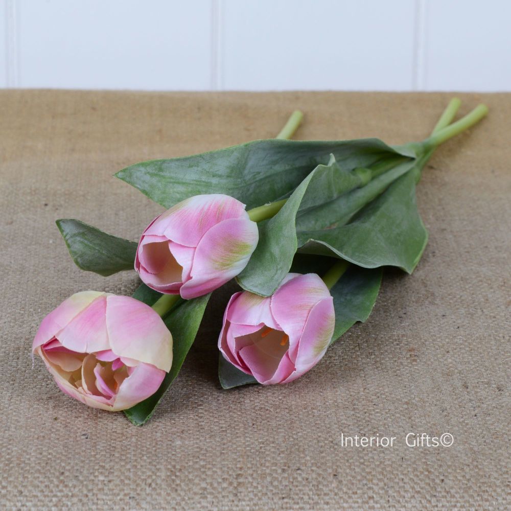 Faux Silk Tulip in Light Pink - 3 Stems