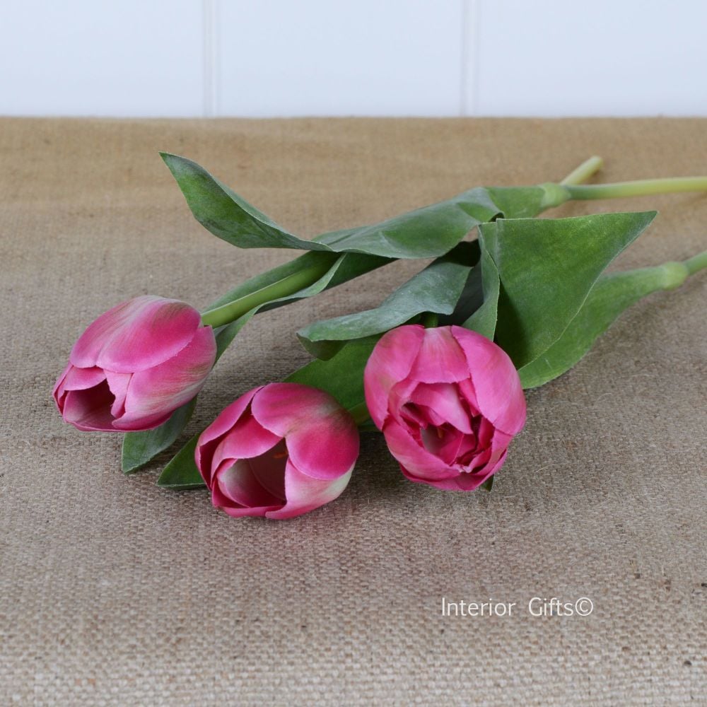 Faux Silk Tulips in Mid Pink - 3 Stems