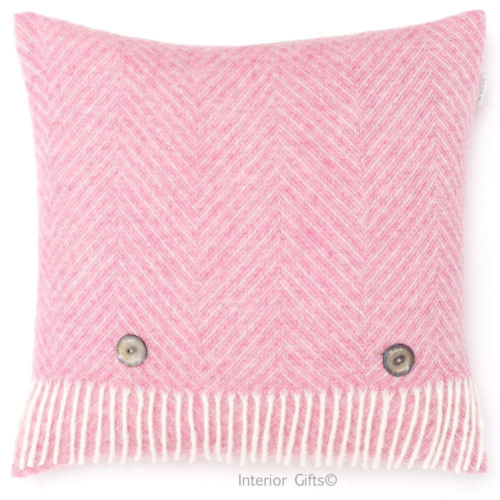 BRONTE by Moon Cushion - Pink Herringbone Shetland Wool