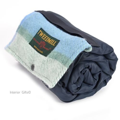 WATERPROOF Backed Picnic Rug COMPACT WALKER Multi Sea Cream Wool Small