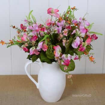 Faux Silk Sweet Pea Bunch in Mixed Summer Pinks