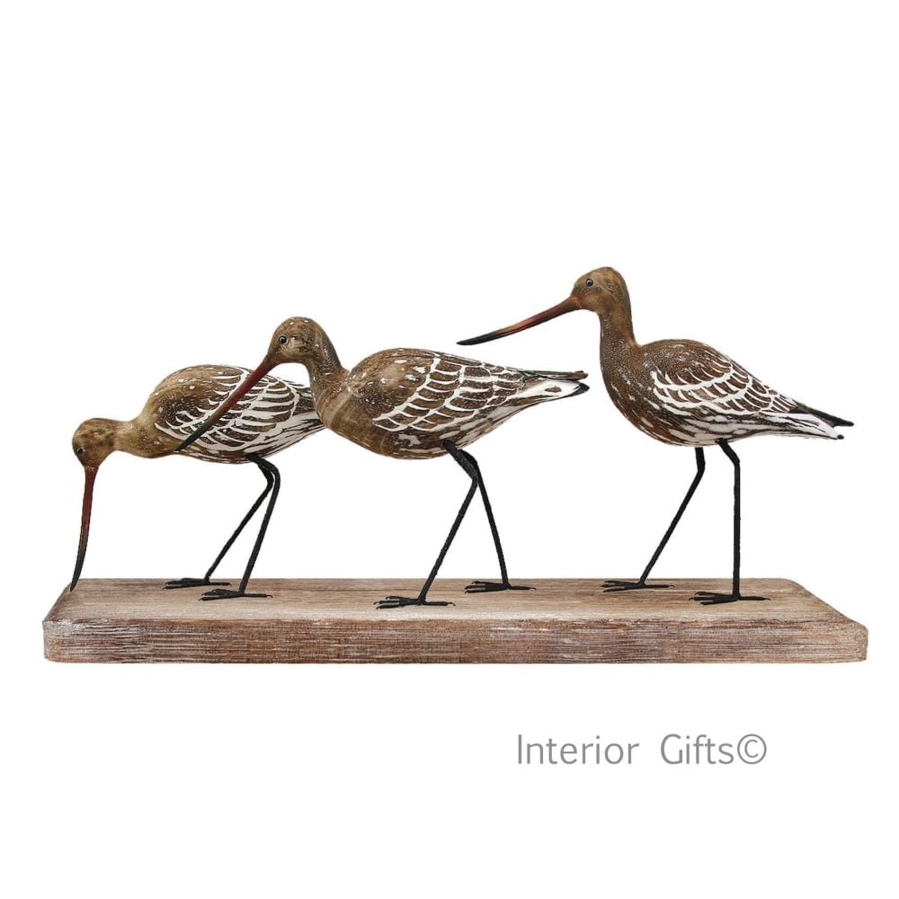 Archipelago 'Godwit Block' Three Godwi Birds on Driftwood Wood Carving