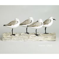 Archipelago 'Sanderling Block' Four Sanderling Birds Wood Carving