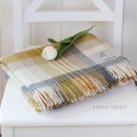BRONTE by Moon Melbourne Gold & Cream Check Throw in Supersoft Merino Lambswool