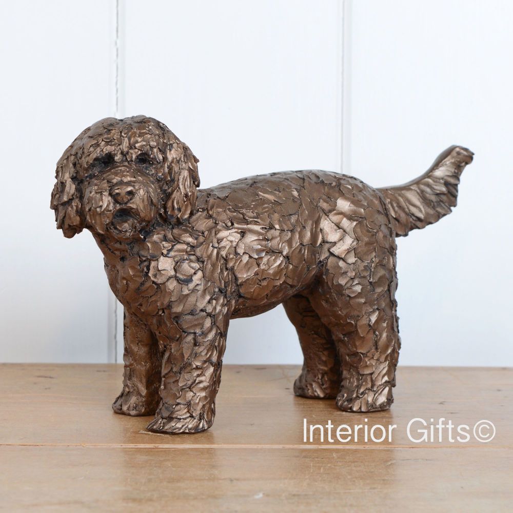 BUTTON LABRADOODLE Standing Frith Bronze Sculpture by Adrian Tinsley