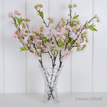 Faux Silk Cherry Blossom Spray in Light Pink - Three stems 48 cm