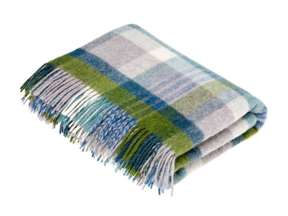 BRONTE by Moon Melbourne Jade Check Throw Pure New Shetland Wool