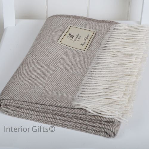BRONTE by Moon Beige Luxury Alpaca Herringbone Throw - Connoisseurs Choice