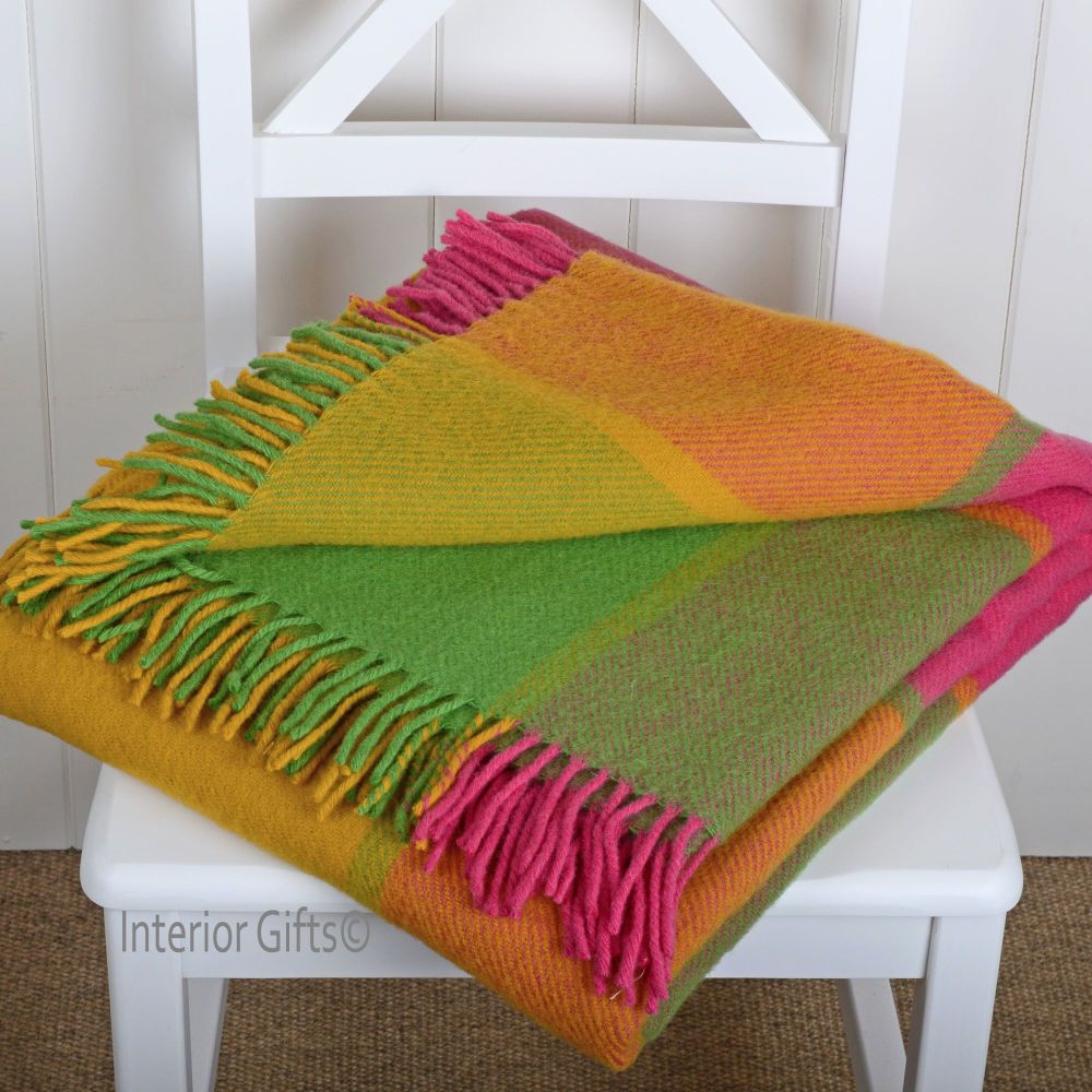 Tweedmill Multi Check Tropical Pure New Wool Throw Blanket