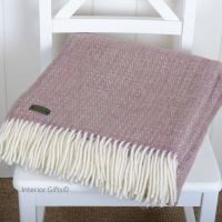 Tweedmill Rose Pink with hint of Green Ascot Pure New Wool Throw Blanket