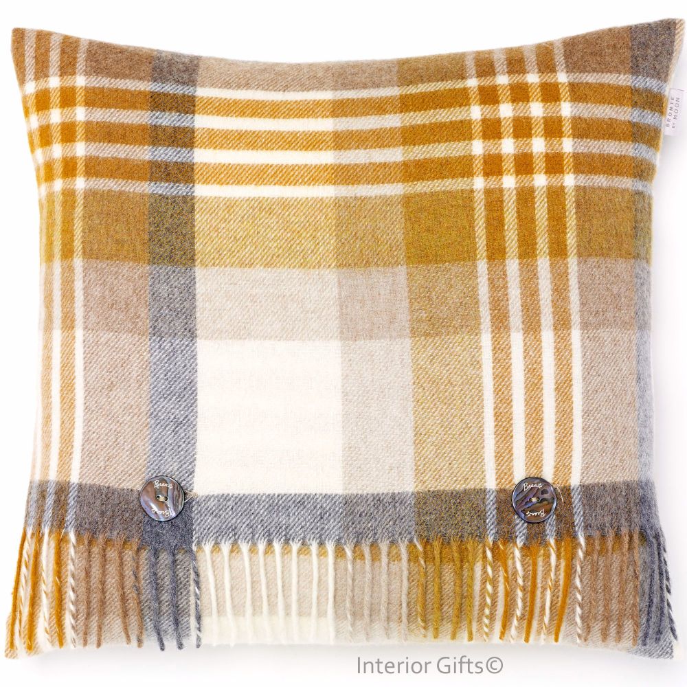 BRONTE by Moon Cushion - Gold Melbourne Check Merino Lambswool