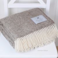 BRONTE by Moon Natural Collection Brown Herringbone Throw in 100% Pure New Wool