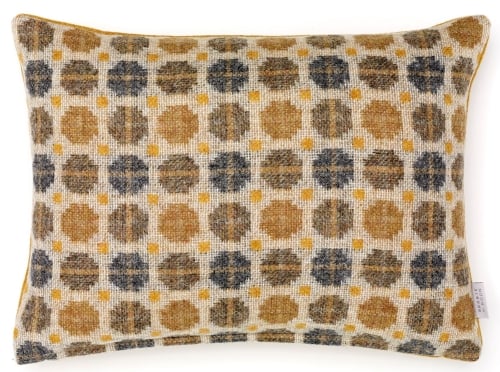 BRONTE by Moon Cushion - Gold Milan Check Rectangle Shetland Wool