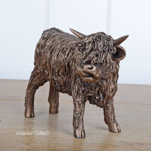 YOUNG HIGHLAND BULL Standing Frith Bronze Sculpture by Veronica Ballan