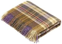 BRONTE by Moon Glen Coe Heather & Olive Check Throw Pure New Shetland Wool
