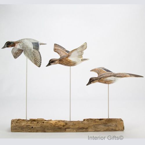 Archipelago Teal Block of Three Teal Ducks on Driftwood D392, Dabbling ...