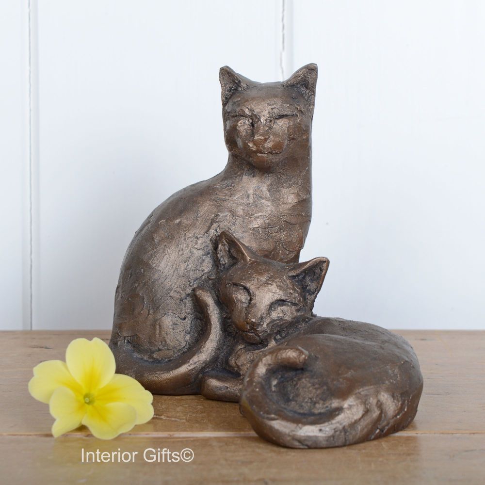 Best Friends Toby & Poppy Cat Frith Bronze Sculpture by Paul Jenkins