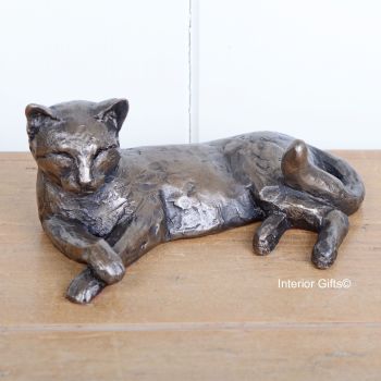 Tinkabelle Cat Lying Frith Bronze Sculpture by Paul Jenkins