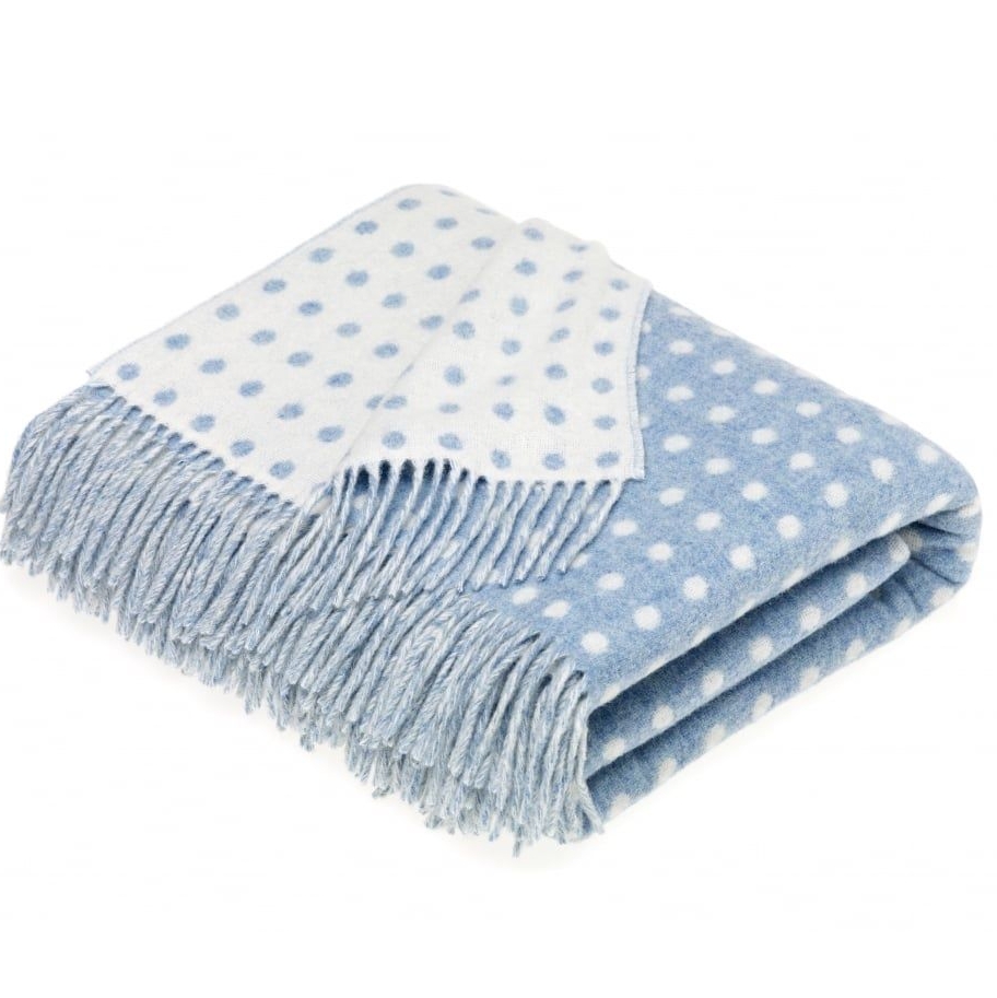 BRONTE by Moon Light Blue & Cream Classic Spot Throw in Supersoft Merino La