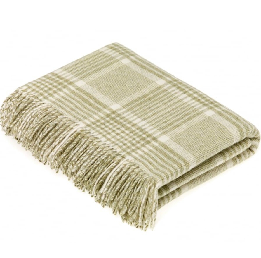 BRONTE by Moon Light Green Prince of Wales Check Throw in supersoft Merino