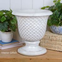 Large Rustic Neptune Urn in Old White