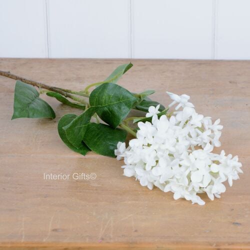 Faux Silk Lilac Stem in White