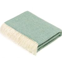 BRONTE by Moon Parquet Eucalyptus Green Throw in Supersoft Merino Lambswool