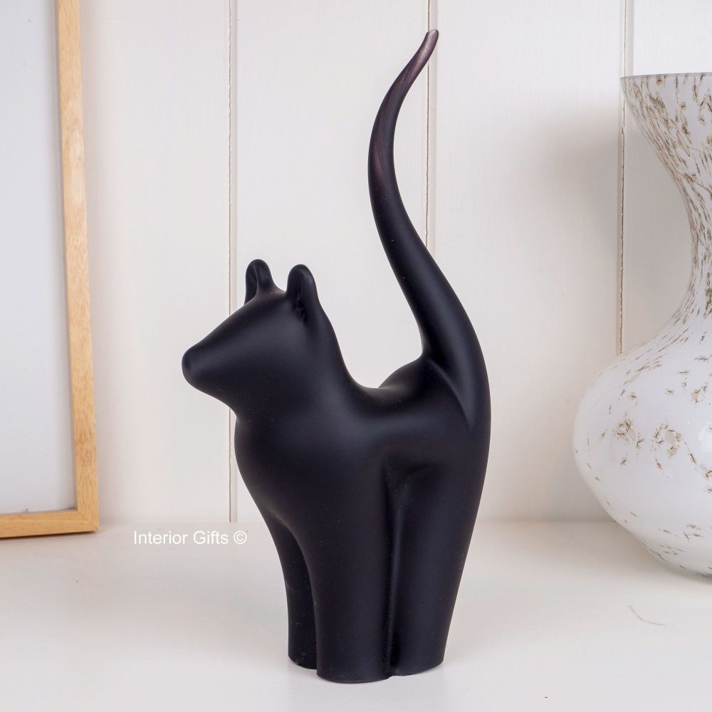 Glass Black Cat Sculpture - Handmade