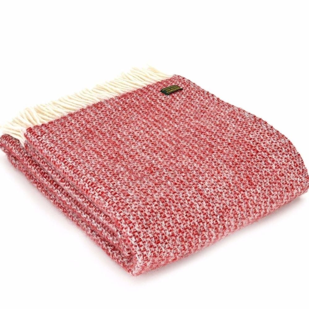 Tweedmill Red & Silver Grey Ascot Pure New Wool Throw Blanket