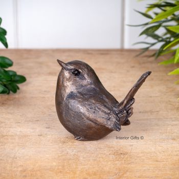 Garden / Wren Bird Frith Sculpture Miniature Bronze by Thomas Meadows