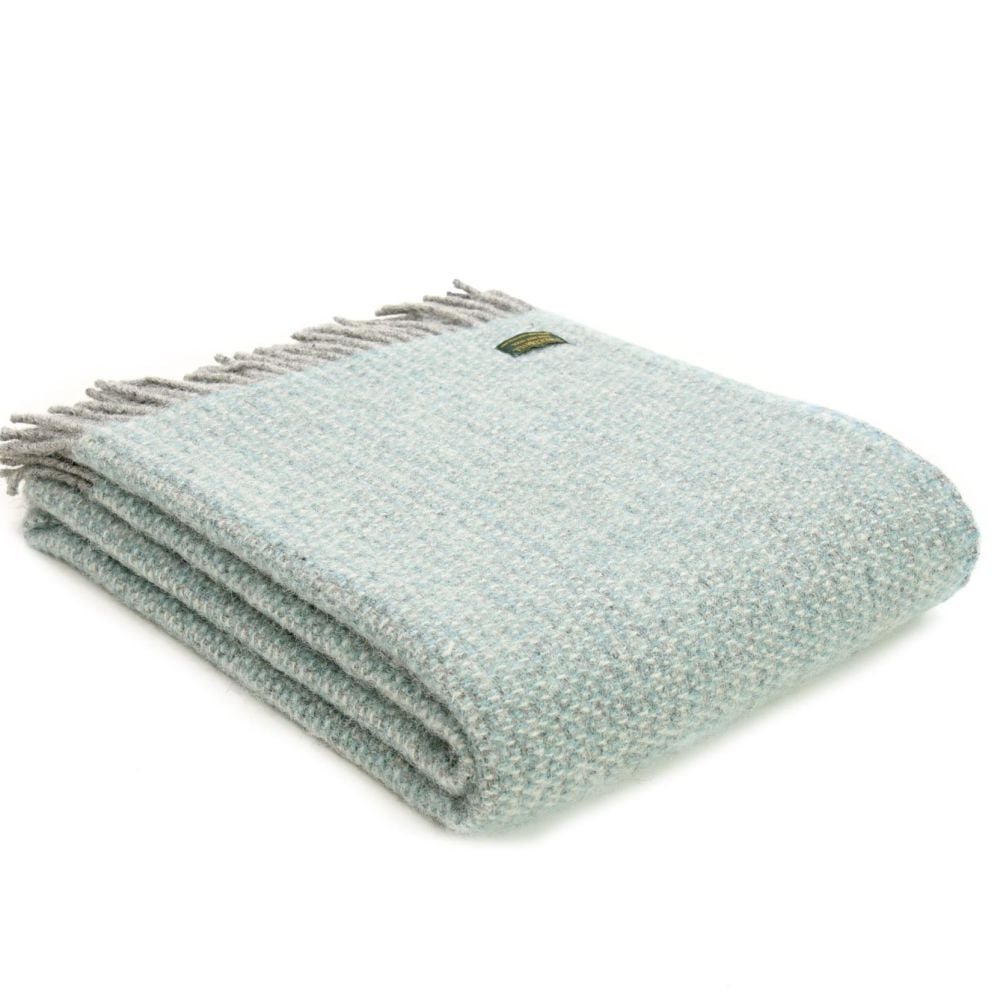 Tweedmill Spearment Blue and Grey Ascot Pure New Wool Throw Blanket