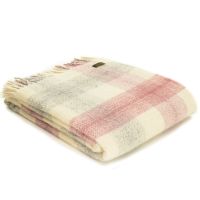 Tweedmill Meadow Check Dusky Pink Knee Rug or Small Blanket Pure New Wool