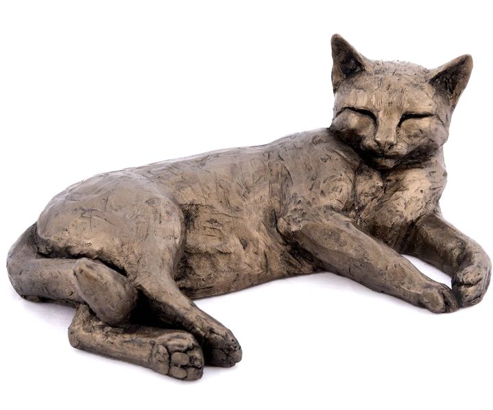 Polly Contented Cat Lying Frith Sculpture S171 by Paul Jenkins in Cold ...