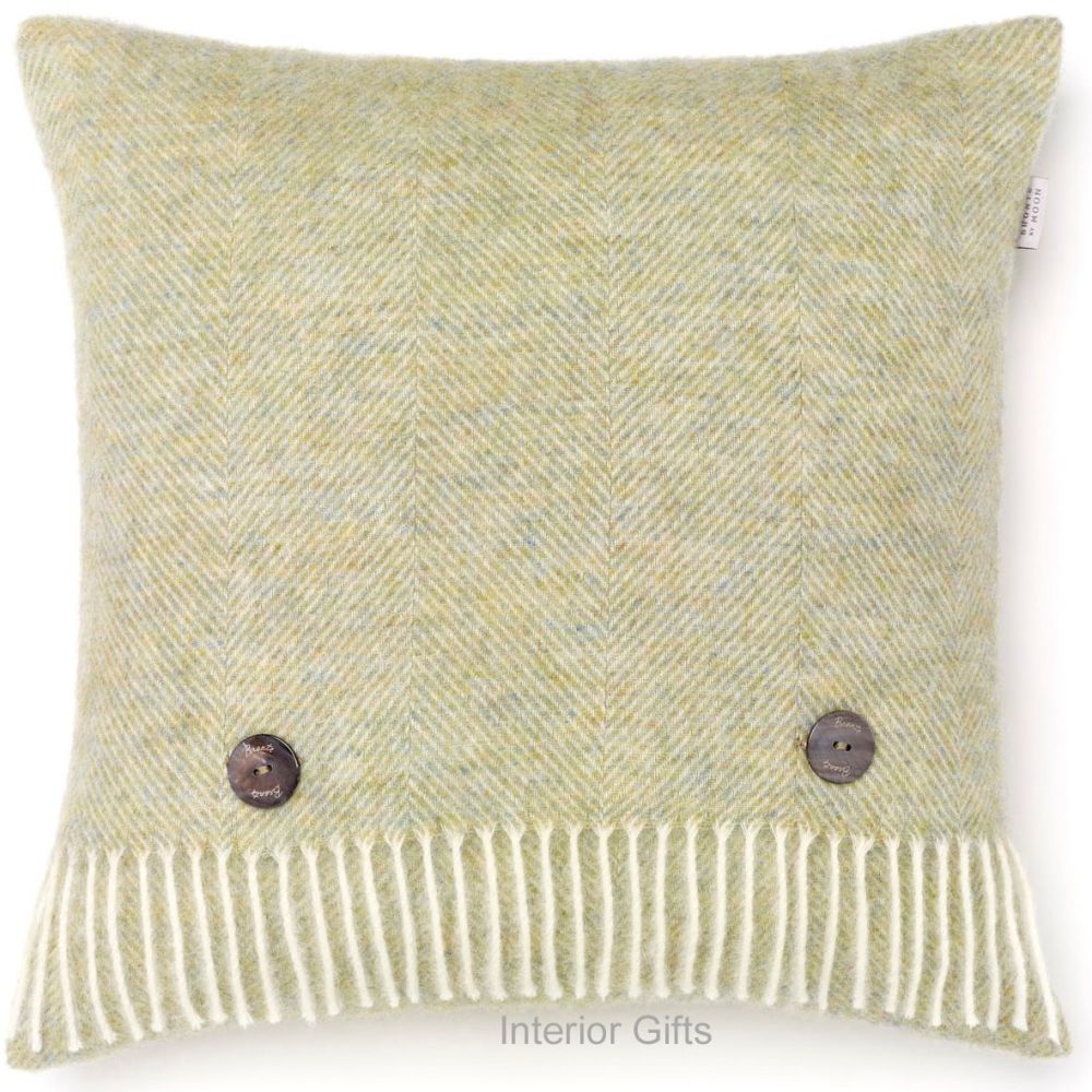 BRONTE by Moon Cushion - Herringbone Light Sage Green Shetland Wool