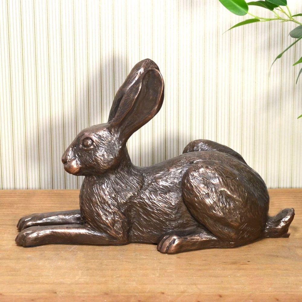 Violet Sitting Hare Cold Cast Bronze Sculpture by Harriet Glen