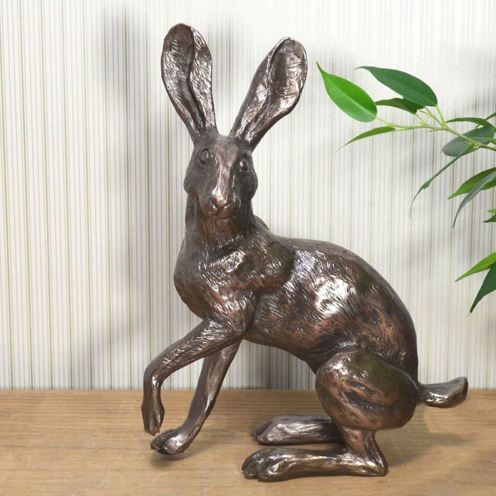 Buttercup Standing Hare Cold Cast Bronze Sculpture by Harriet Glen