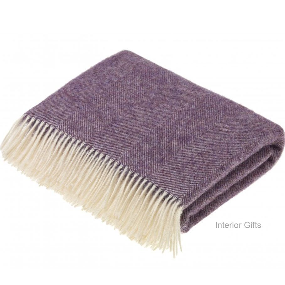 Bronte By Moon Lavendar Herringbone Pure New Wool Shetland Lavender Purple Throw Blanket NEW Colour Way