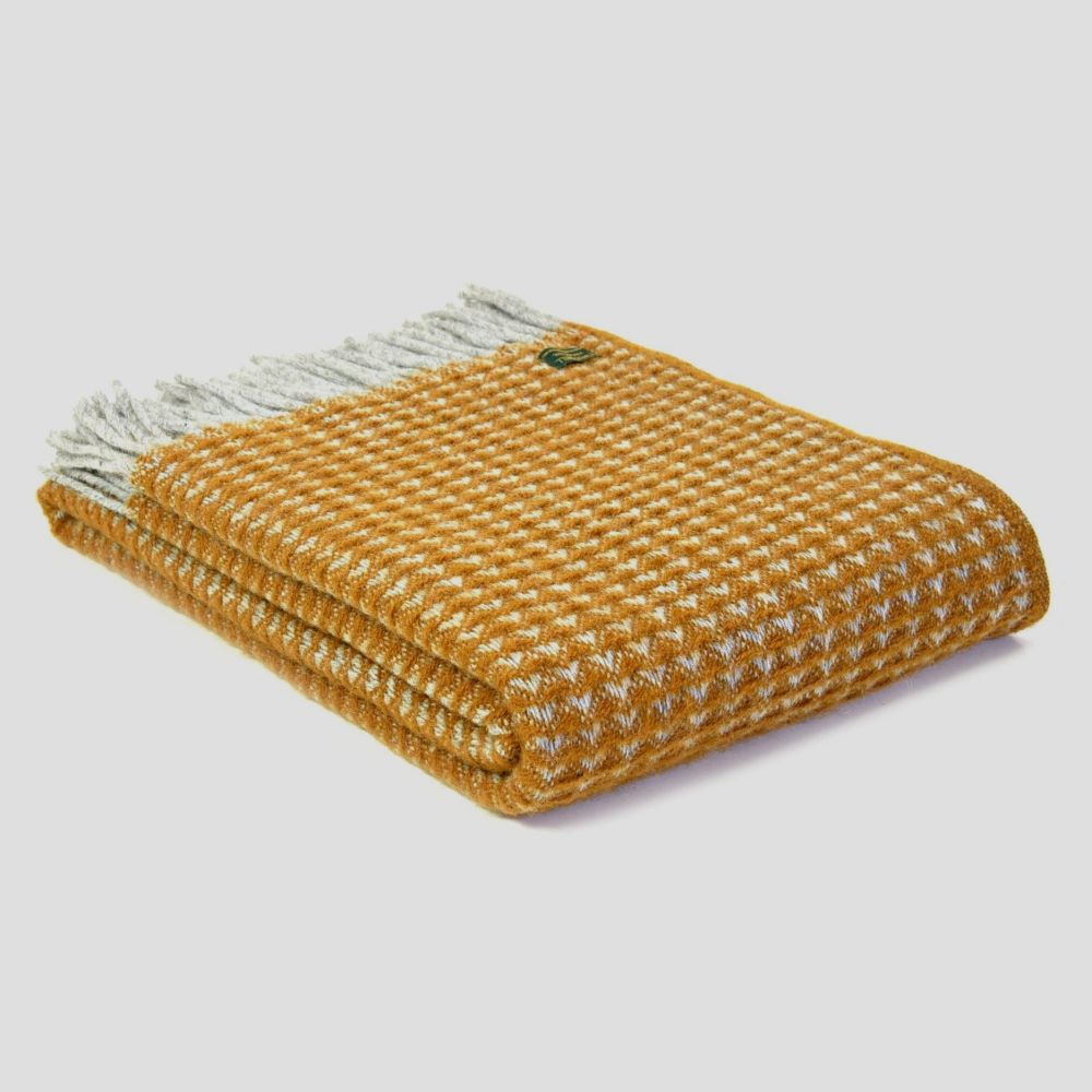 Tweedmill Treetop English Mustard Yellow Or Gold Knee Rug Or Lap Blanket In Pure New Wool