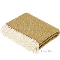 BRONTE by Moon Parquet Gold & Cream Throw in Supersoft Merino Lambswool 
