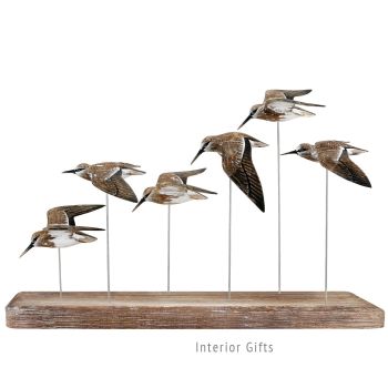 Archipelago 'Dunlin Flock' Six Dunlin Birds in Flight Wood Carving