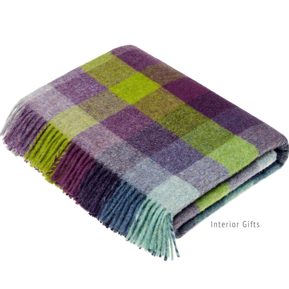 BRONTE by Moon Harlequin Blackcurrant Throw Pure New Wool