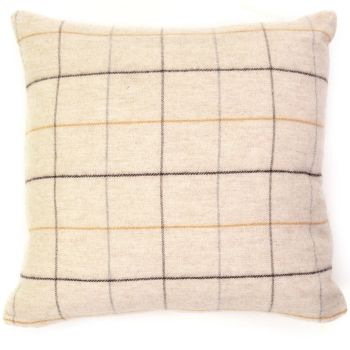 Tweedmill Merino Lambswool Soft Beige Check Cushion 50 x 50 cm